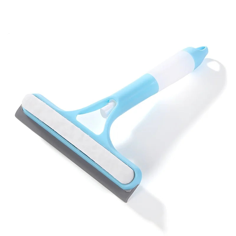 2-In-1 Sprayable Blue Glass Squeegee - Microfiber Scrub Pad & Squeegee for Car Windshields, Shower Doors & Mirrors