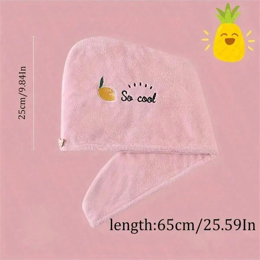 1Pc Embroidery Style Hair Drying Cap, Coral Fleece Thickened Hair Towel for Bathroom, Women'S Absorbent Quick Drying Shower Cap,