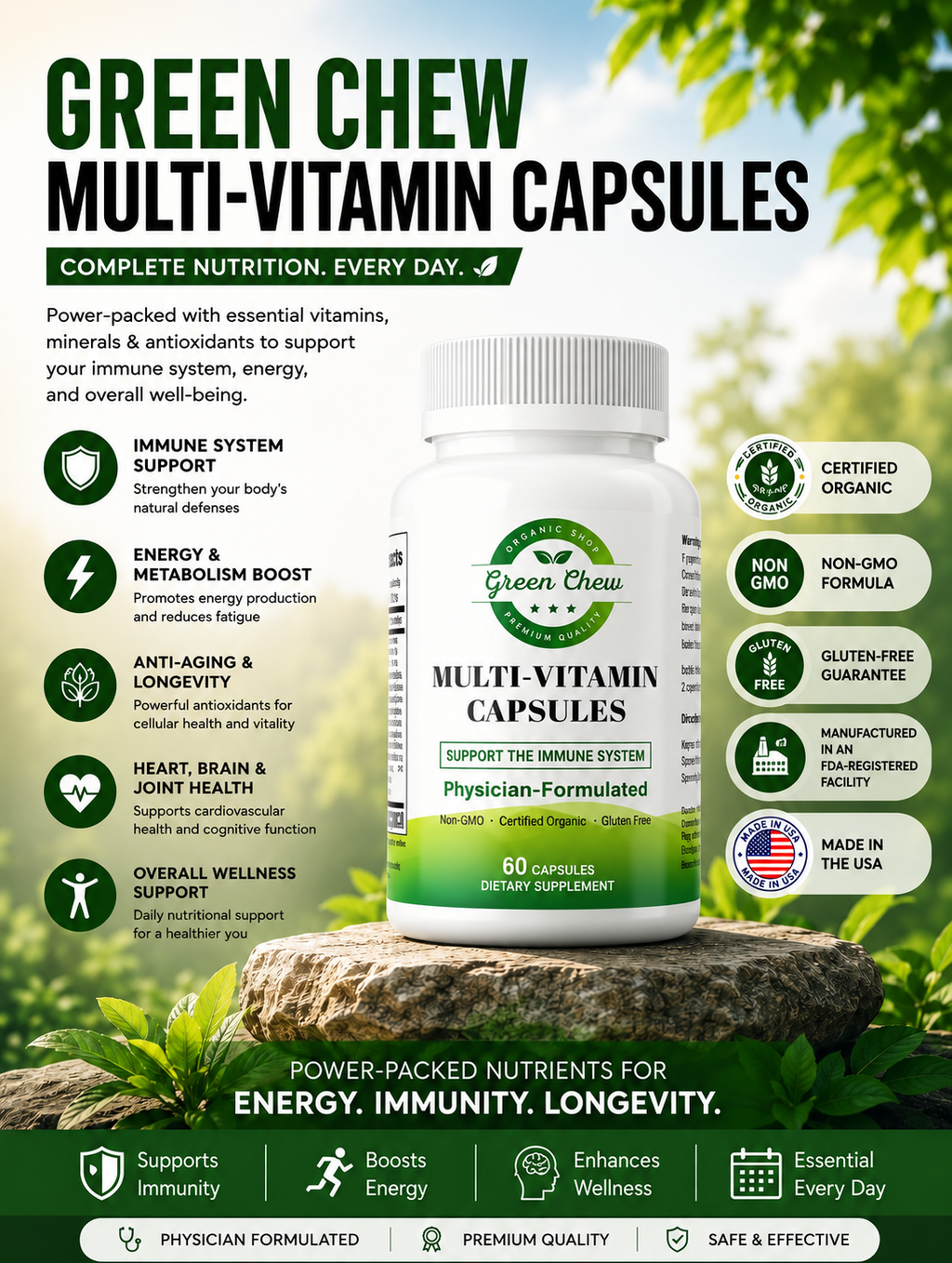 Green Chew Multivitamin Capsules – Dietary Supplement
