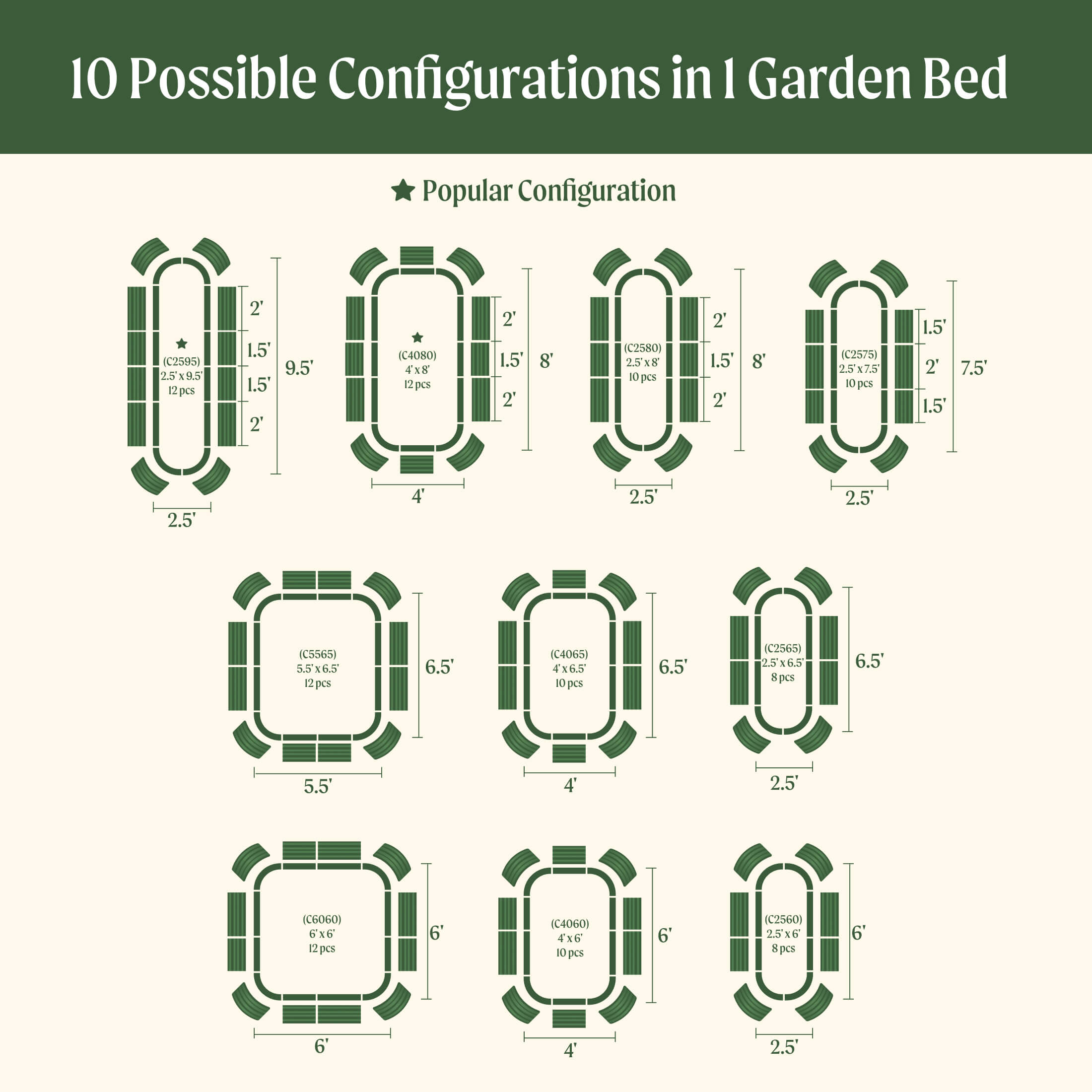 17" Tall 10 In 1 Jumbo Modular Metal Raised Garden Bed Kit