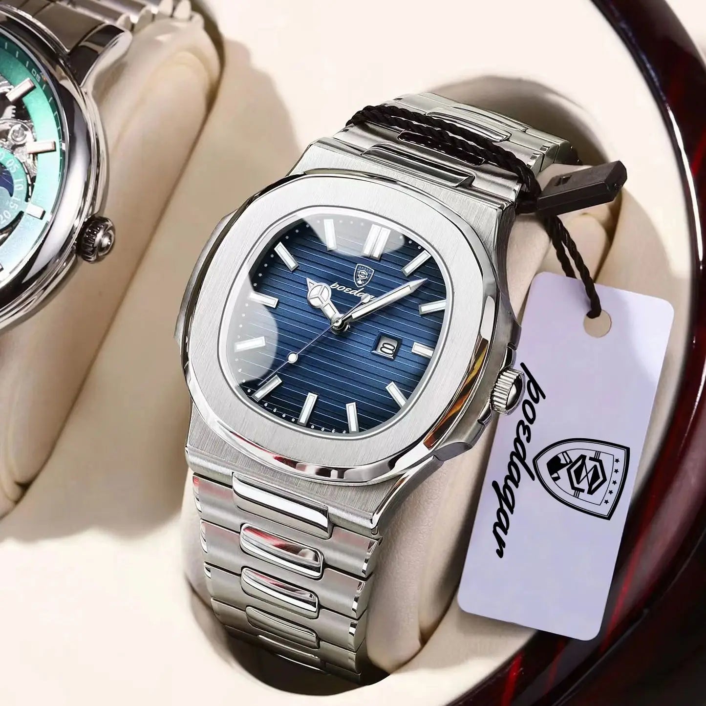 Luxury Square Men Wristwatch Waterproof Luminous Date Stainless Steel Sports Male Clock Business Quartz Watches for Men