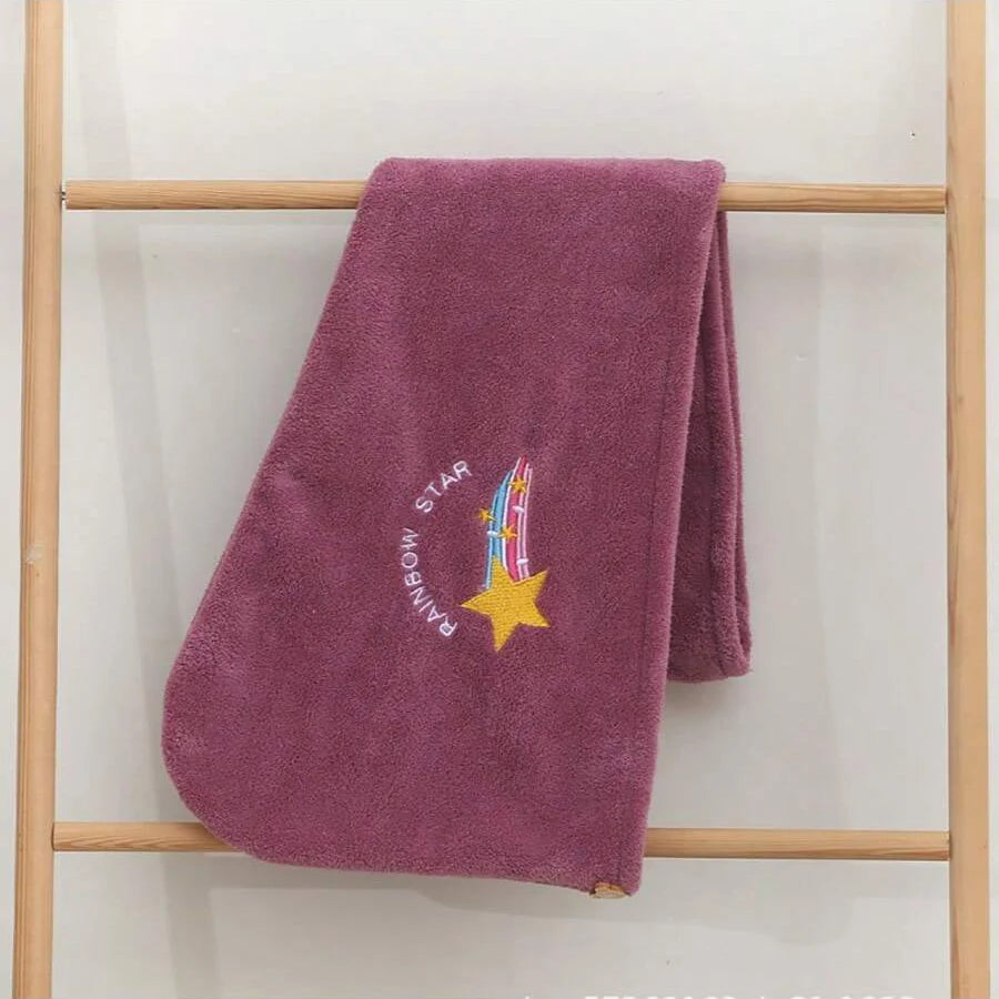 1Pc Embroidery Style Hair Drying Cap, Coral Fleece Thickened Hair Towel for Bathroom, Women'S Absorbent Quick Drying Shower Cap,
